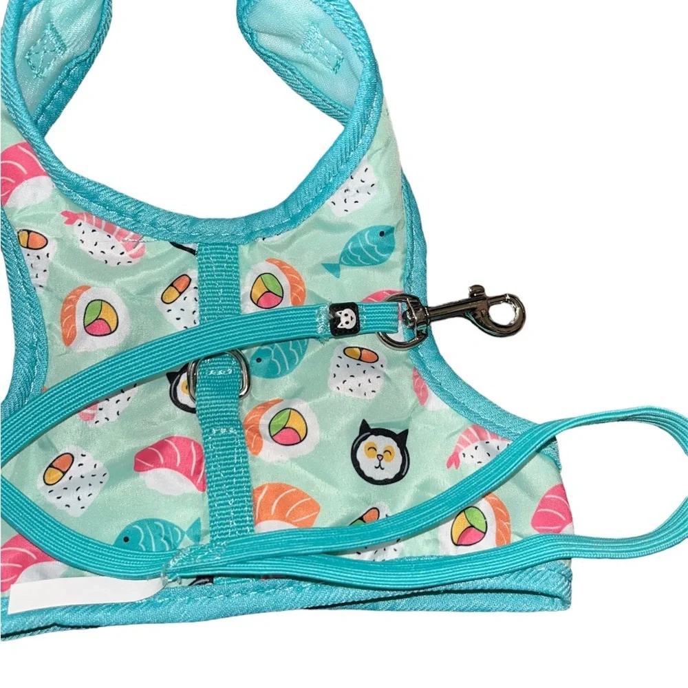 Cat Harness for Walking Sushi Print With Leash New Without Tags. Never Used.
